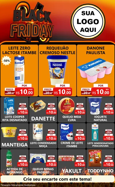 Modelo de Encarte para Encarte Grande com o tema Black Friday para Frios e Laticínios
