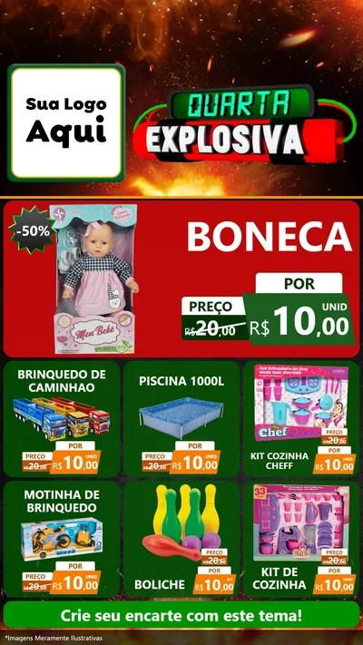 Modelo de Rede Social para Stories com o tema Quarta Explosiva para Brinquedos