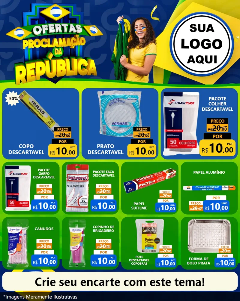Modelo de Rede Social para Feed Instagram com o tema Ofertas Proclamação da República para Embalagens
