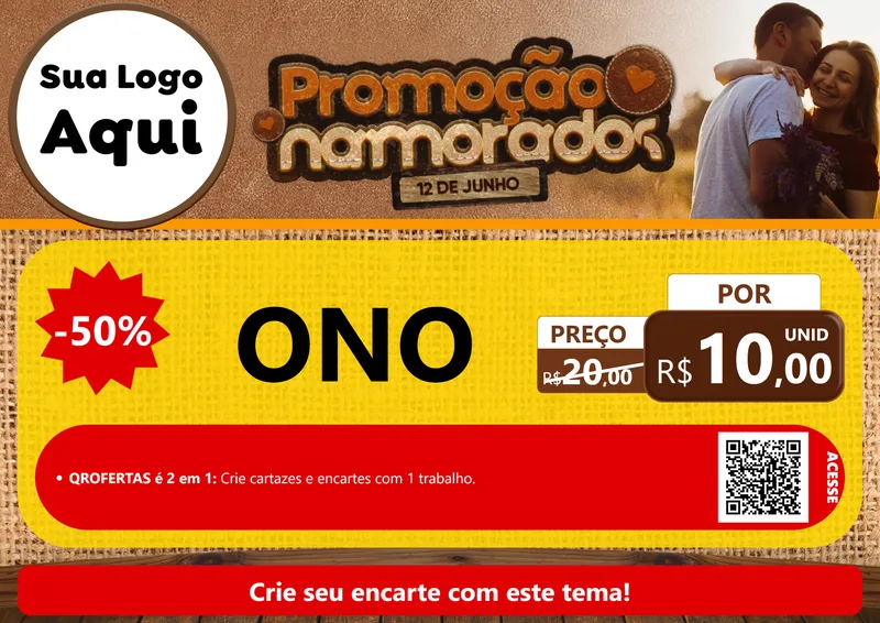 Modelo de Cartaz para Cartaz A4 Horizontal com o tema Promoção Namorados para Óticas