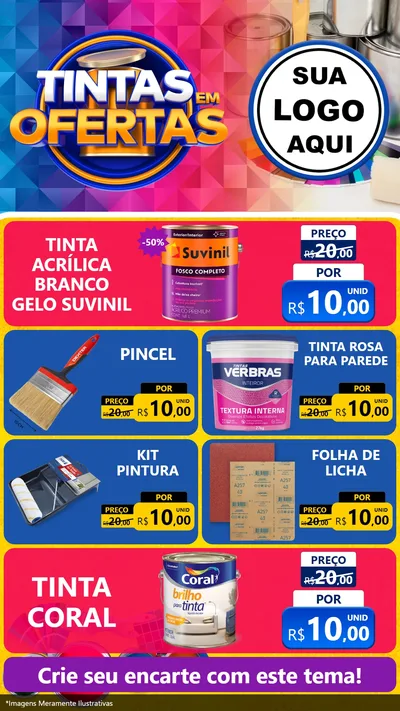Modelo de TV para TV Vertical com o tema Tintas em Ofertas para Tintas e Ferramentas