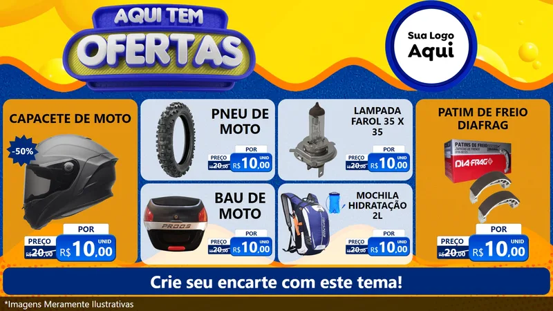 Modelo de TV para TV Horizontal com o tema Aqui Tem Ofertas para Moto peças
