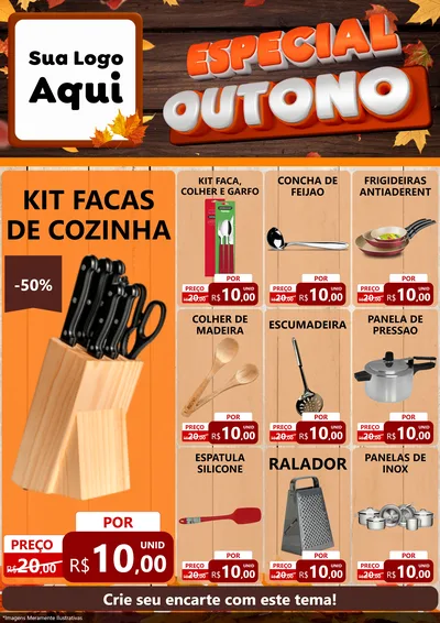 Modelo de Encarte para Encarte A4 Vertical com o tema Especial Outono para Utilidades Domésticas