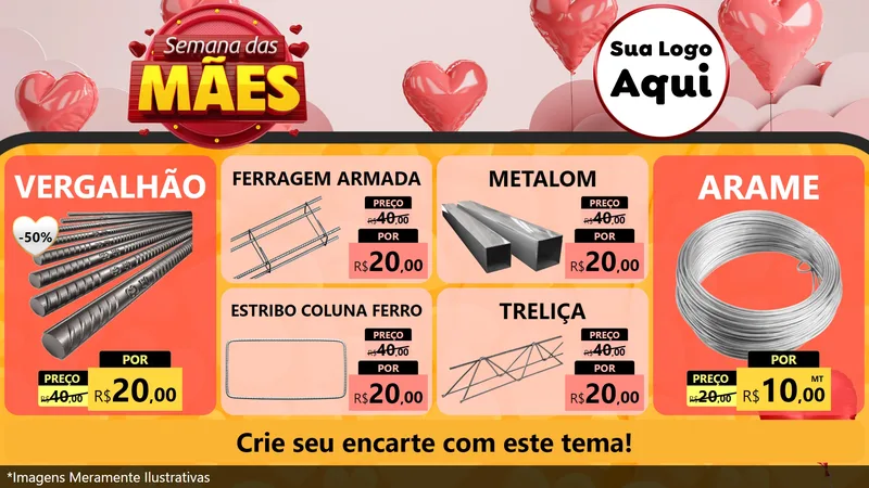 Modelo de TV para TV Horizontal com o tema Semana das Mães para Ferragens