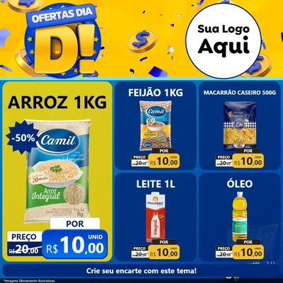 Modelo de Rede Social para Feed Facebook com o tema Ofertas Dia D para Supermercado