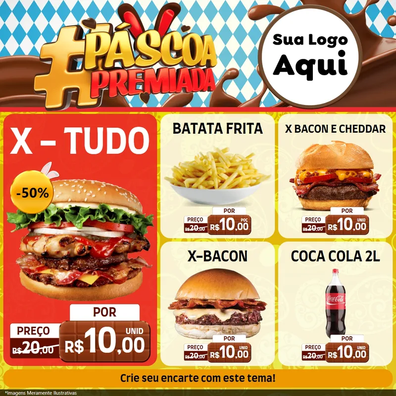 Modelo de Rede Social para Feed Facebook com o tema Páscoa Premiada para Hamburgueria
