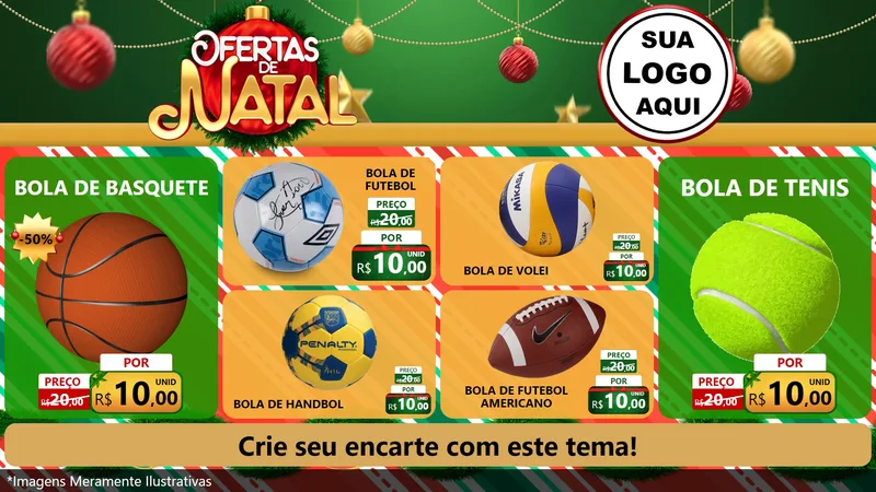 Modelo de TV para TV Horizontal com o tema Ofertas de Natal para Artigos Esportivos