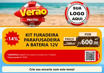 Modelo de Cartaz para Cartaz A4 Horizontal com o tema Verão Imbatível para Maquinas e Ferramentas