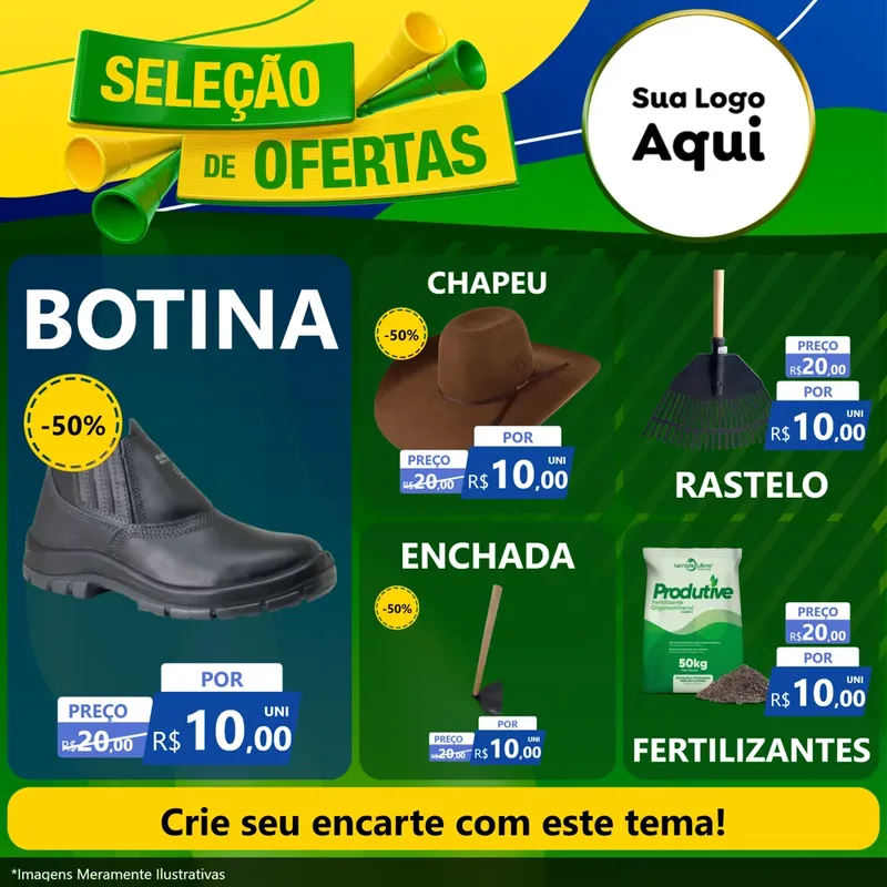 Modelo de Rede Social para Feed Facebook com o tema Seleção de Ofertas - Copa para Agropecuária