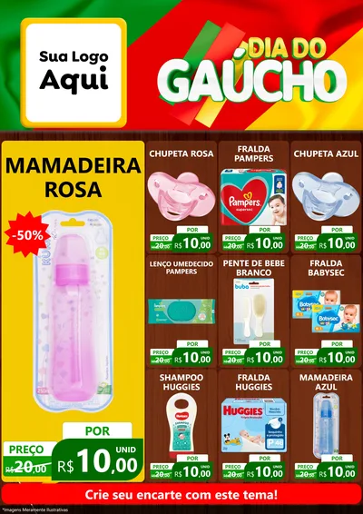 Modelo de Encarte para Encarte A4 Vertical com o tema Dia do Gaúcho para Bebês
