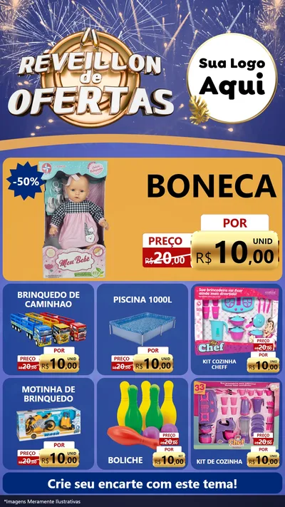 Modelo de Rede Social para Stories com o tema Réveillon de Ofertas para Brinquedos