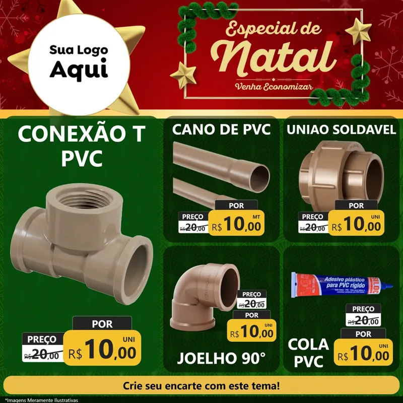 Modelo de Rede Social para Feed Facebook com o tema Especial de Natal para Tubos e conexões