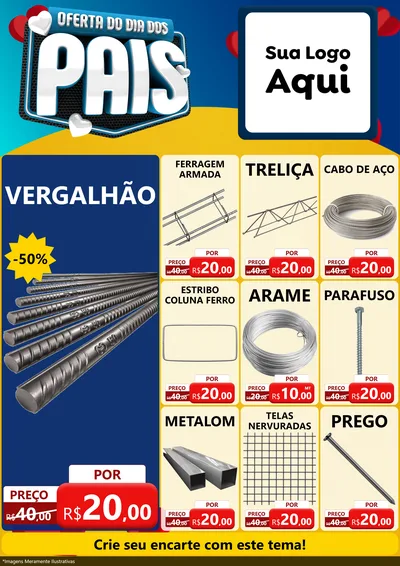 Modelo de Encarte para Encarte A4 Vertical com o tema Oferta Do Dia Dos Pais para Ferragens