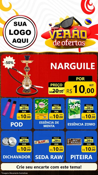 Modelo de Rede Social para Stories com o tema Super Verão de Ofertas para Tabacaria