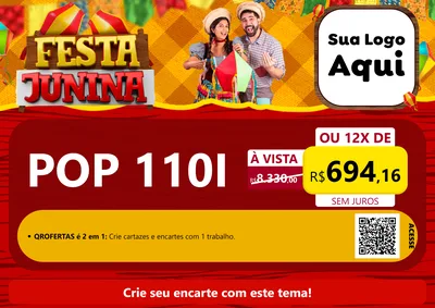 Modelo de Cartaz para Cartaz A4 Horizontal com o tema Festa Junina para Concessionaria de Motos