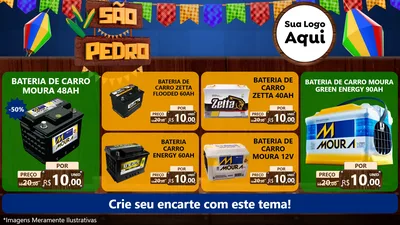 Modelo de TV para TV Horizontal com o tema São Pedro para Baterias Elétricas
