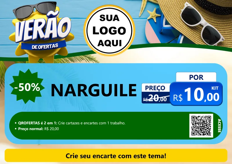 Modelo de Cartaz para Cartaz A4 Horizontal com o tema Verão de Ofertas para Tabacaria