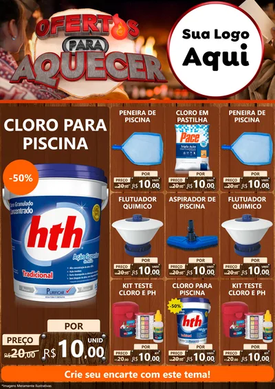 Modelo de Encarte para Encarte A4 Vertical com o tema Ofertas Para Aquecer para Produtos para Piscina