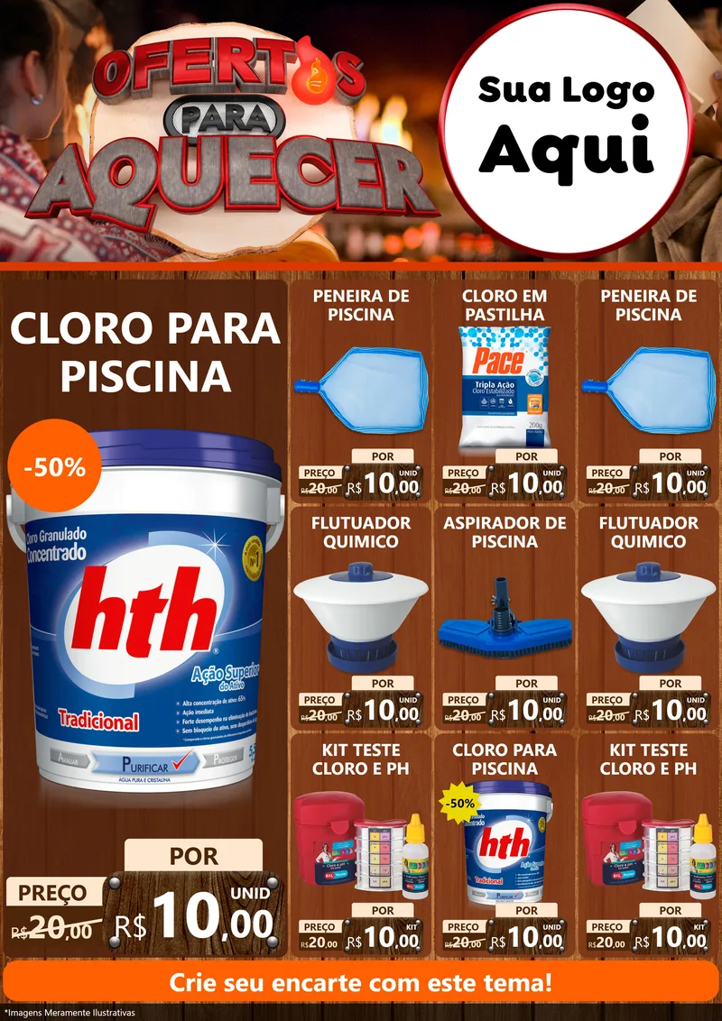 Modelo de Encarte para Encarte A4 Vertical com o tema Ofertas Para Aquecer para Produtos para Piscina