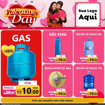 Modelo de Rede Social para Feed Facebook com o tema Valentine's Day para Água e gás