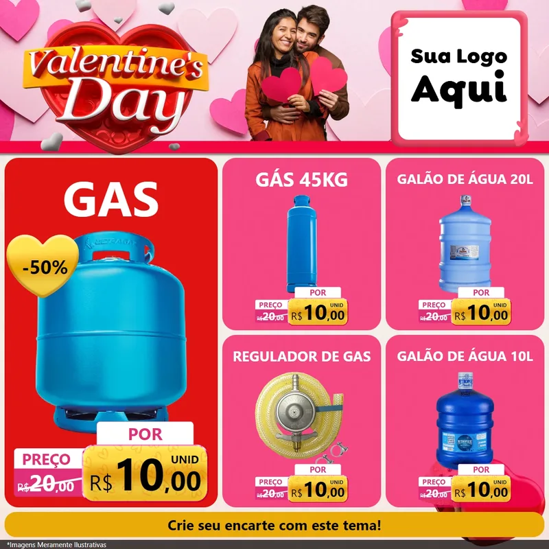 Modelo de Rede Social para Feed Facebook com o tema Valentine's Day para Água e gás