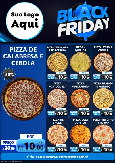 Modelo de Encarte para Encarte A4 Vertical com o tema Black Friday para Pizzaria