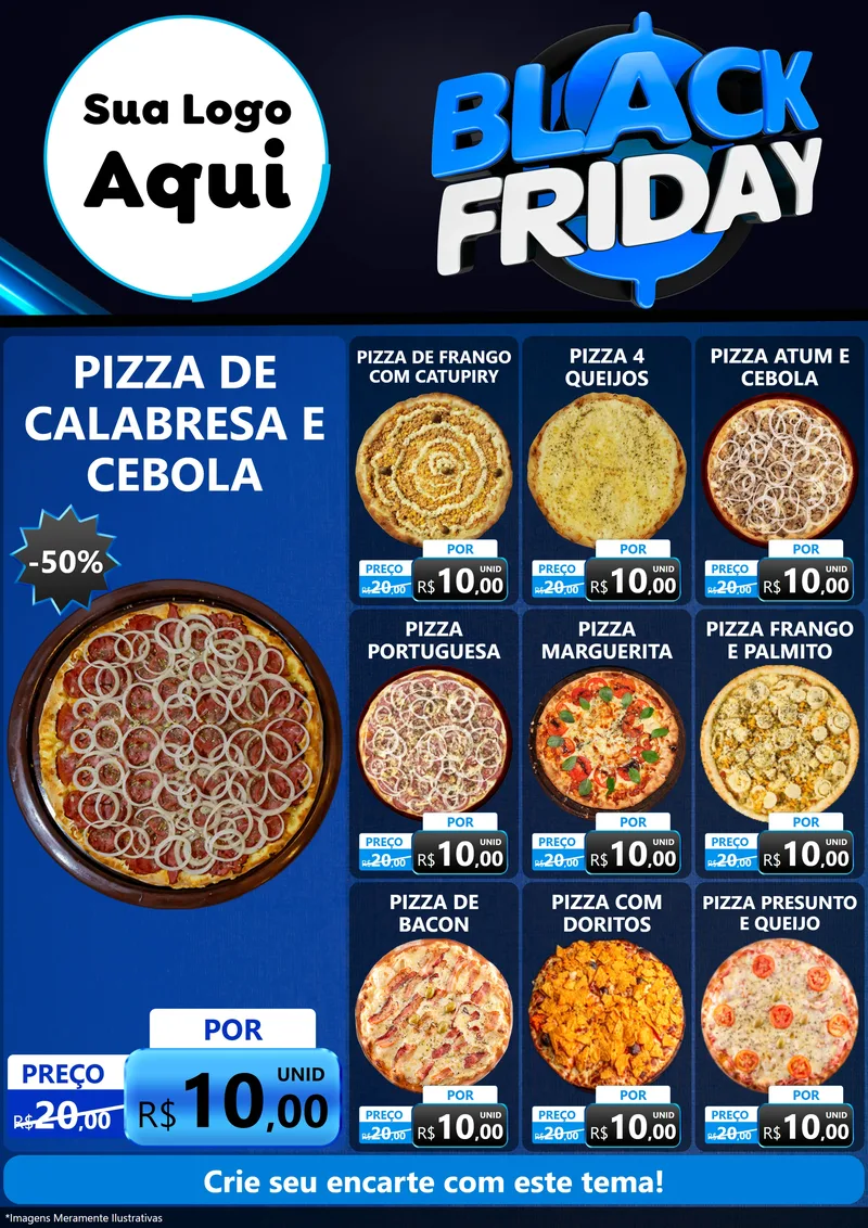 Modelo de Encarte para Encarte A4 Vertical com o tema Black Friday para Pizzaria