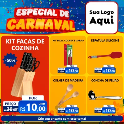 Modelo de Rede Social para Feed Facebook com o tema Especial de Carnaval para Utilidades Domésticas