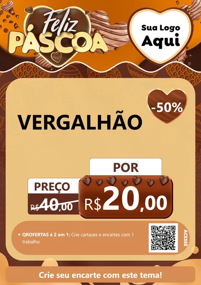 Modelo de Cartaz para Cartaz A4 Vertical com o tema Feliz Páscoa para Ferragens