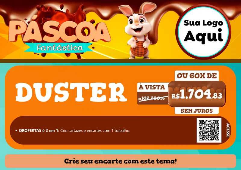 Modelo de Cartaz para Cartaz A4 Horizontal com o tema Páscoa Fantástica para Concessionaria de Carros