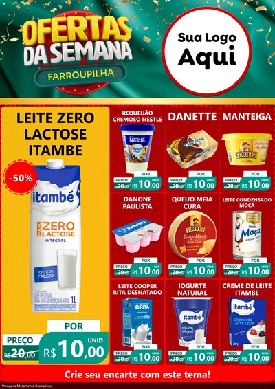 Modelo de Encarte para Encarte A4 Vertical com o tema Ofertas da Semana Farroupilha para Frios e Laticínios