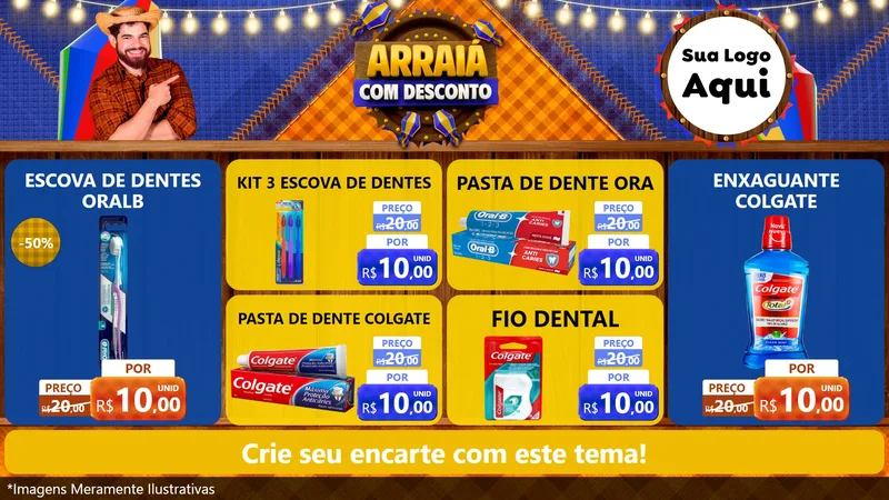 Modelo de TV para TV Horizontal com o tema Arraiá Com Desconto para Higiene Pessoal