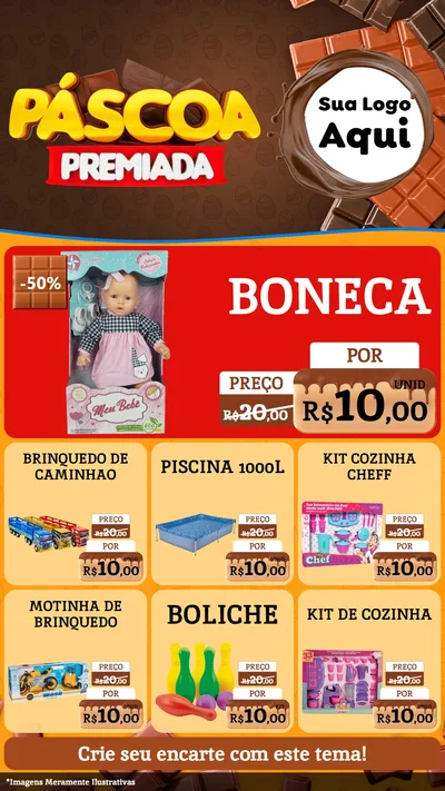 Modelo de Rede Social para Stories com o tema Páscoa Premiada para Brinquedos