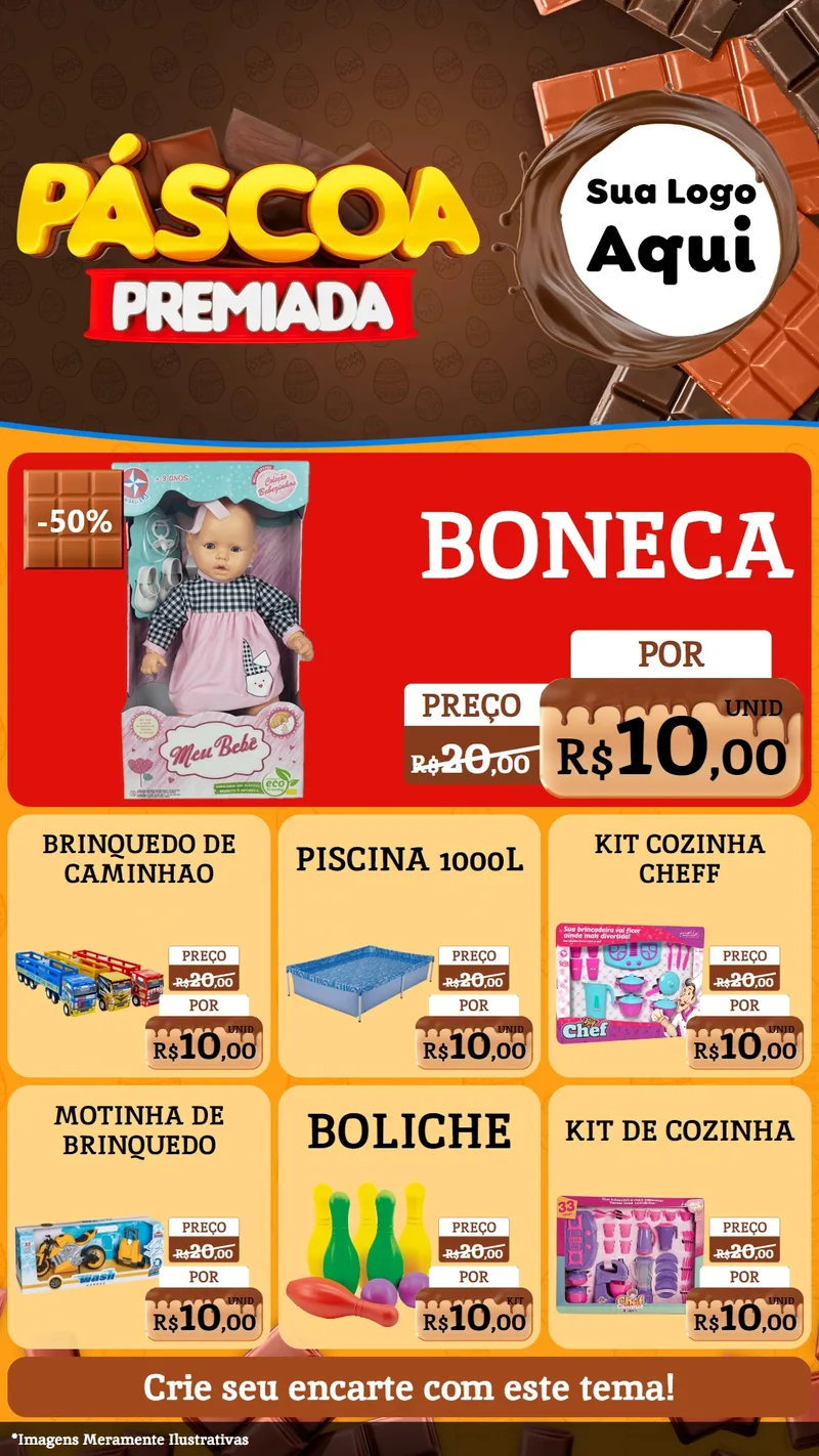 Modelo de Rede Social para Stories com o tema Páscoa Premiada para Brinquedos