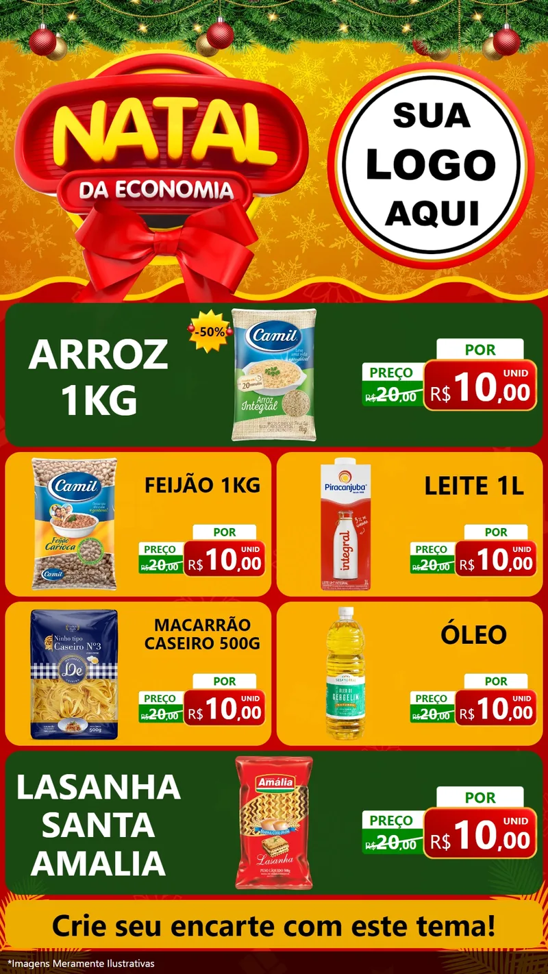 Modelo de TV para TV Vertical com o tema Natal da Economia para Supermercado