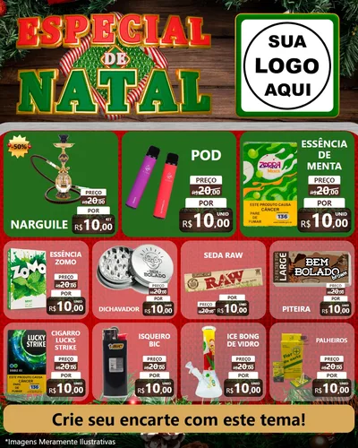 Modelo de Rede Social para Feed Instagram com o tema Especial de Natal para Tabacaria