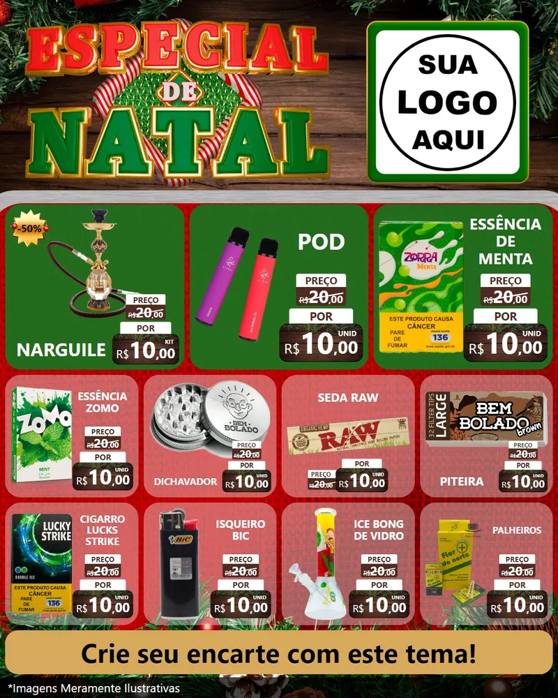 Modelo de Rede Social para Feed Instagram com o tema Especial de Natal para Tabacaria