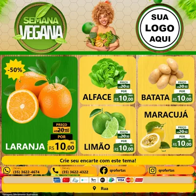 Modelo de Rede Social para Feed Facebook com o tema Semana Vegana para Hortifrúti