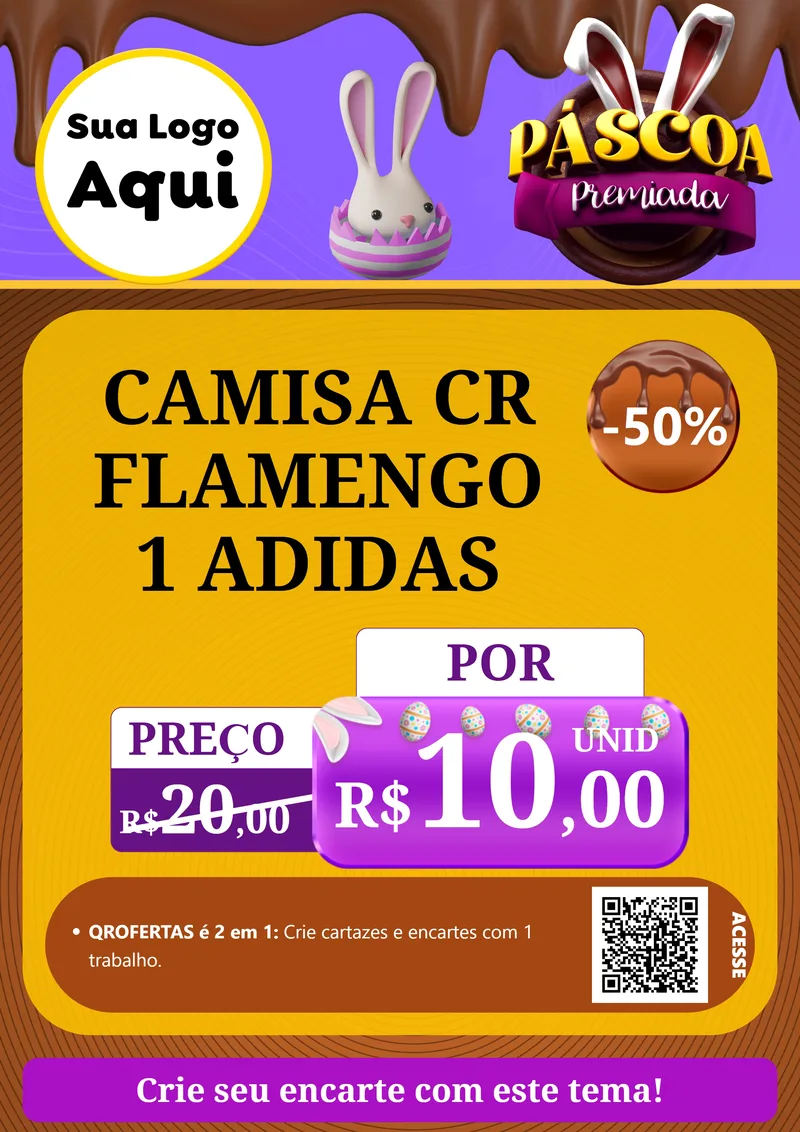 Modelo de Cartaz para Cartaz A4 Vertical com o tema Páscoa Premiada para Roupas e acessórios