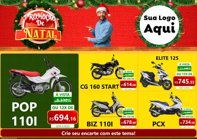 Modelo de Encarte para Encarte A4 Horizontal com o tema Promoção de Natal para Concessionaria de Motos