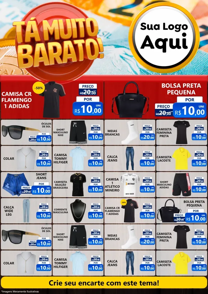 Modelo de Encarte para Encarte A4 Vertical com o tema Está Muito Barato para Roupas e acessórios
