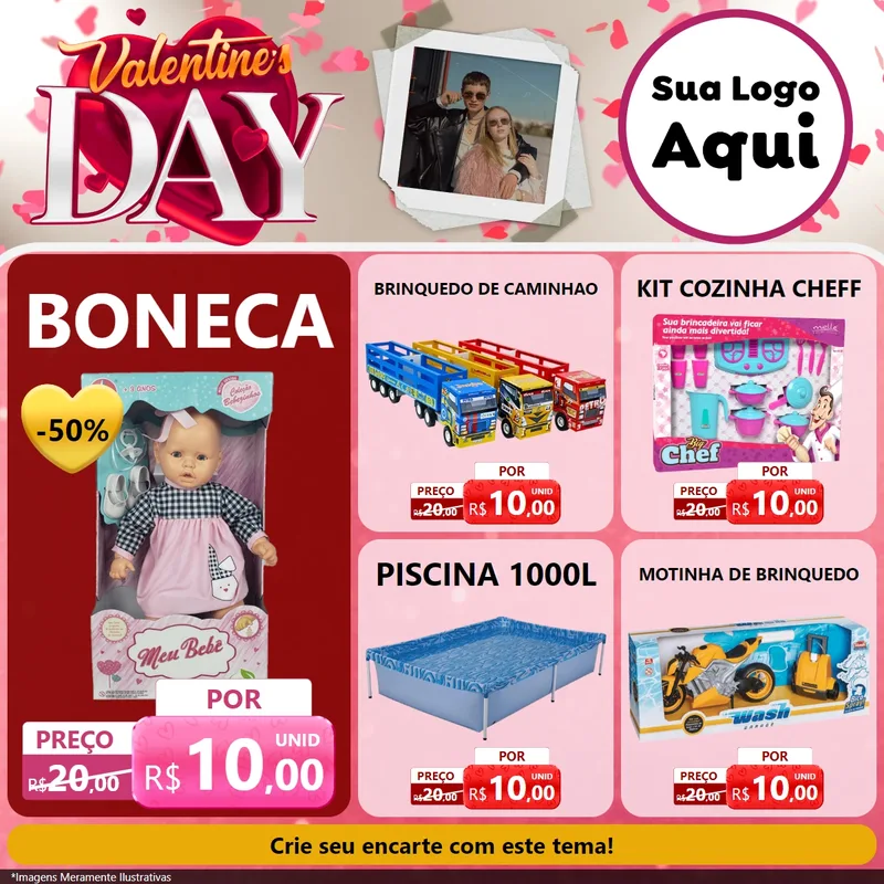 Modelo de Rede Social para Feed Facebook com o tema Valentine's Day para Brinquedos