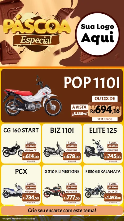 Modelo de Rede Social para Stories com o tema Páscoa Especial para Concessionaria de Motos