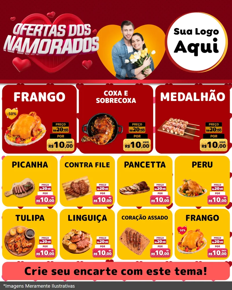 Modelo de Rede Social para Feed Instagram com o tema Ofertas Dos Namorados para Assados