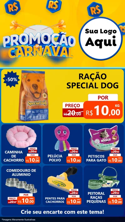 Modelo de Rede Social para Stories com o tema Promoção de Carnaval para Pet Shop