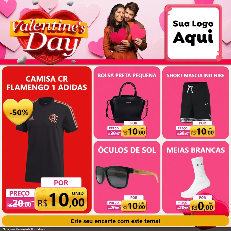Modelo de Rede Social para Feed Facebook com o tema Valentine's Day para Roupas e acessórios