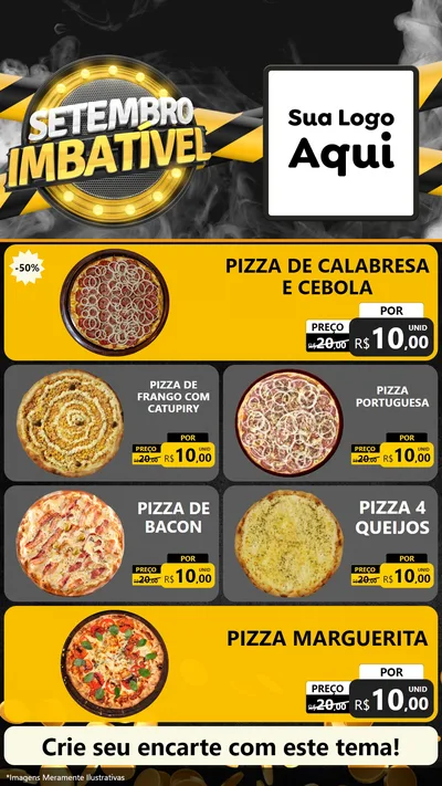 Modelo de TV para TV Vertical com o tema Setembro Imbatível para Pizzaria