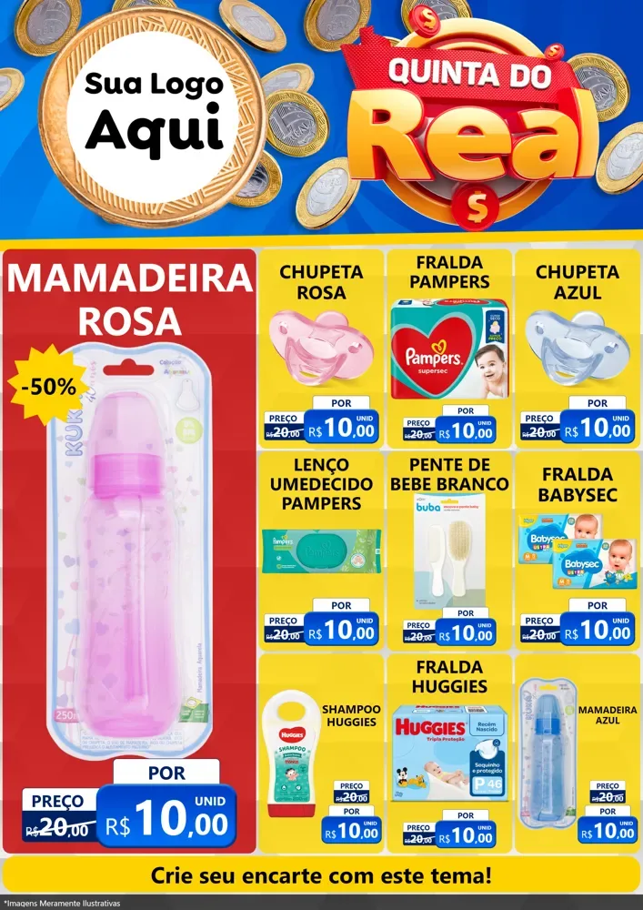 Modelo de Encarte para Encarte A4 Vertical com o tema Quinta do Real para Bebês