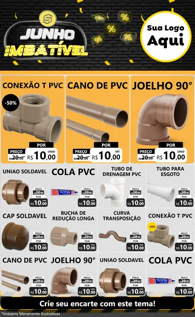 Modelo de Encarte para Encarte Grande com o tema Junho Imbatível para Tubos e conexões