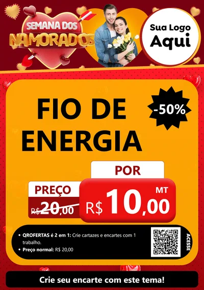 Modelo de Cartaz para Cartaz A4 Vertical com o tema Semana dos Namorados para Materiais Elétricos